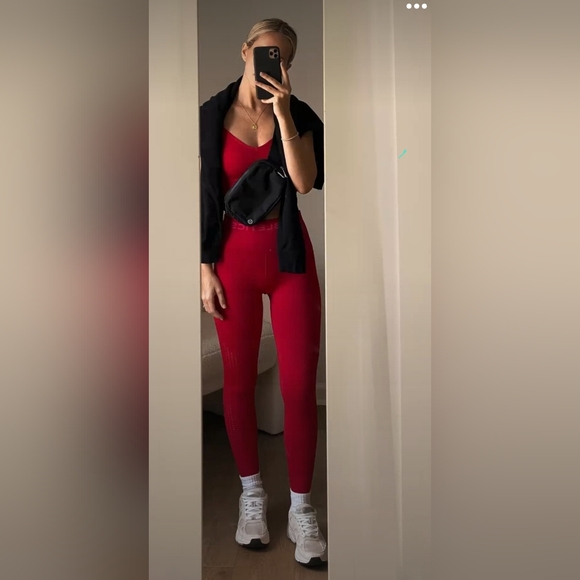 Charlotte Russe Pants - Red Cotton Leggings Size XL